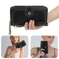 thumbnail image 5 of PU Leather Wallet for Women, Large Capacity Long Clutch, Card Holder, Bifold Ladies Phone Purse, Black/Blue, 5 of 7