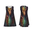thumbnail image 7 of Honeii Whimsical Dragon Color Cool Print Women's Sleeveless Dress, Loose Fit Casual Dress for Women, Summer Fashion Dress, 7 of 7