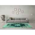 thumbnail image 3 of Ahgly Company Indoor Square Medallion Turquoise Blue Traditional Area Rugs, 3' Square, 3 of 4