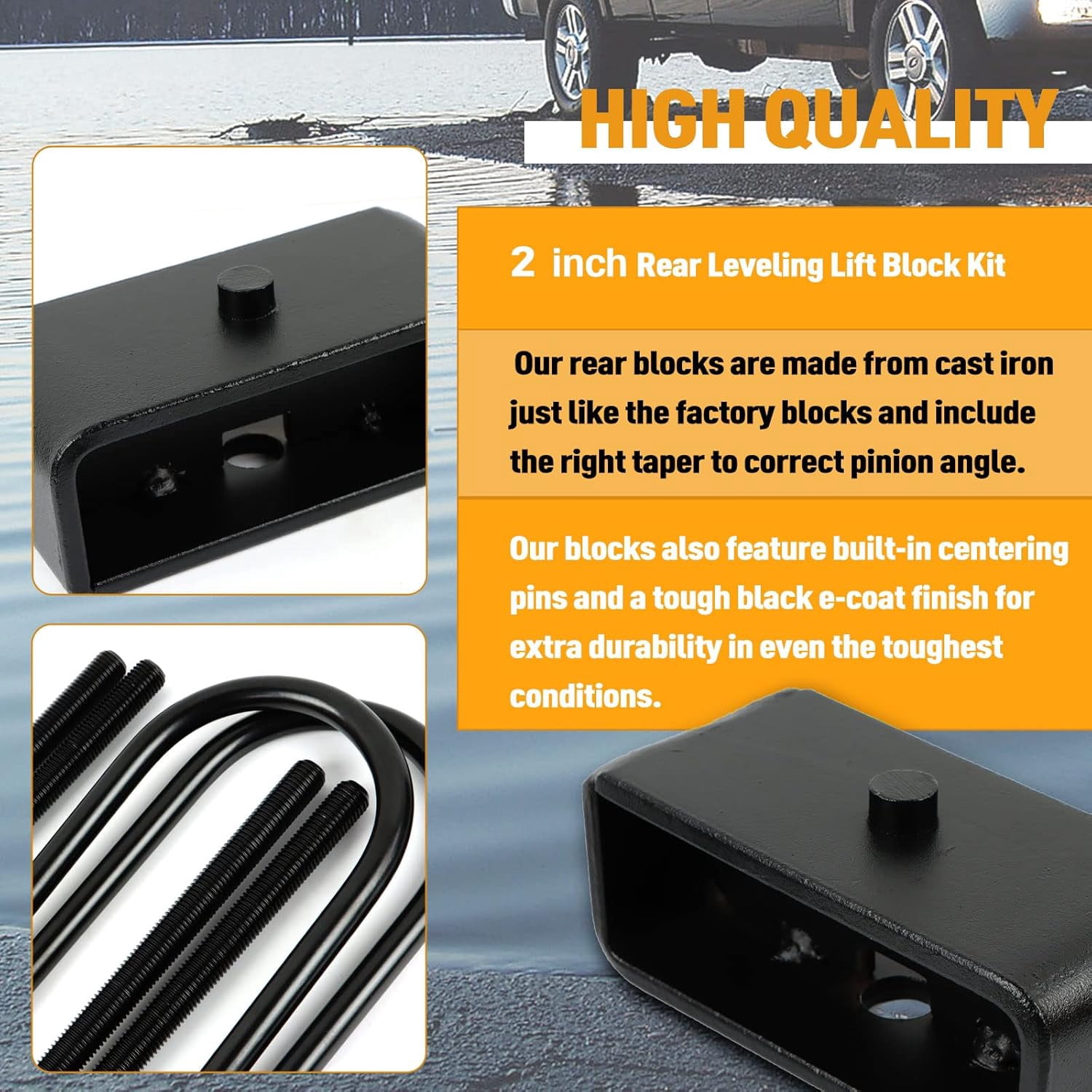 PANGOLIN 2Pcs 2" Rear Leveling Lift Kit Fit for 1999-2016 F-250 Super Duty, 1999-2016 F-350 Super Duty, 2000-2005 Excursion Suspension Leveling Kit Automotive Professional Replacement Parts