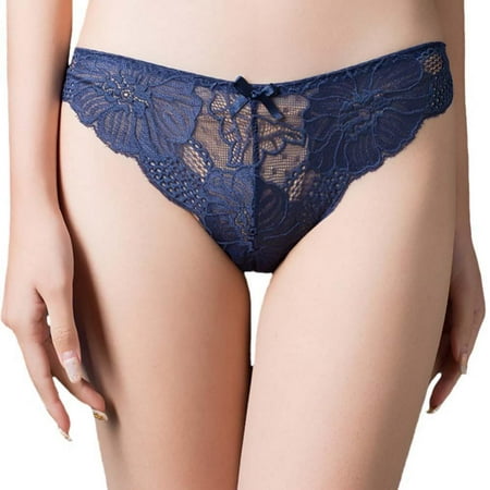 

1Pc Womens Lace Panties Underwear Bow Bikini Panty for Ladies Low-rise Seamless Hipster Breathable Soft Stretch Panty Underpants Dark Blue M