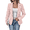 Pink, variant on Women's Ruffled Collar Printed Slim Fit Casual Jacket Elegant Fashion Coat Beige L