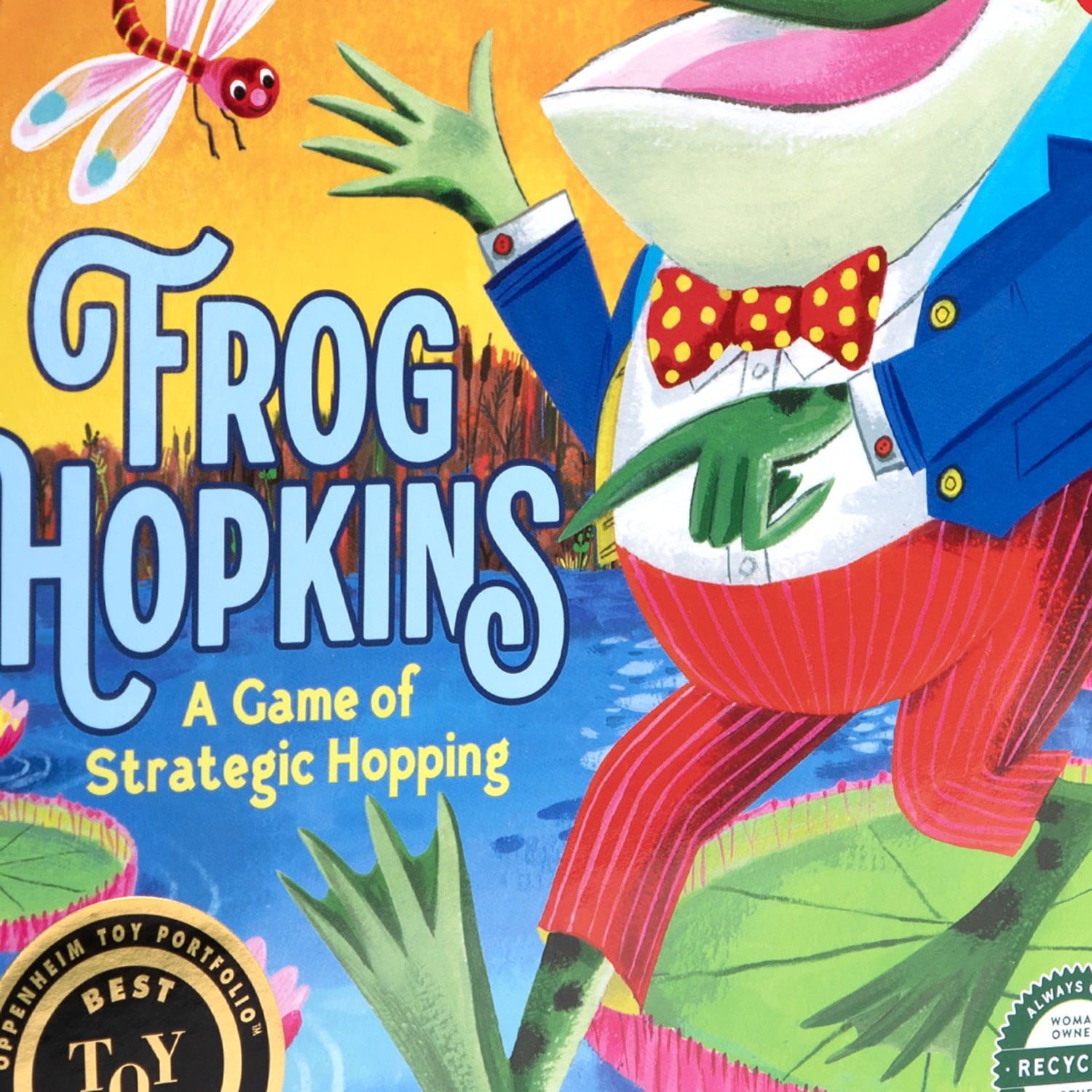 eeBoo: Frog Hopkins Game - A Board Game Of Strategic Hopping Around The Pond, Playful Frog & Butterfly Pieces, Spatial Activity, Kids 4+, 2-4 Players