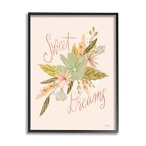 Stupell Industries Sweet Dreams Floral Phrase Botanical & Floral Painting Black Framed Art Print Wall Art, 11 x 14