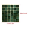 thumbnail image 3 of Adhesivo de mosaico artesanal Yuarrent calcomanías impermeables gruesas papel tapiz de cocina a prueba de aceite cuadrados verde oscuro 20, 3 of 6