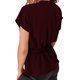thumbnail image 3 of Blusas con botones para mujer, escote en V, dobladillo con volantes, camiseta informal de manga corta, 3 of 5