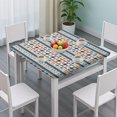 thumbnail image 3 of Blue and Orange Geometric Boho Pattern Square Fitted Tablecloth with Elastic Edge,Square Table Cover,Washable Elastic Table Cover for Home Kitchen Party Decor 34"x34", 3 of 6