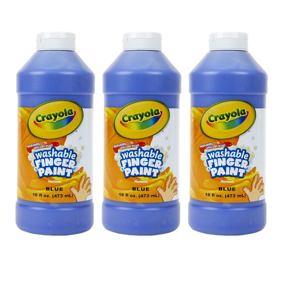 Crayola Washable Finger Paint, Blue, 16 oz, Pack of 3