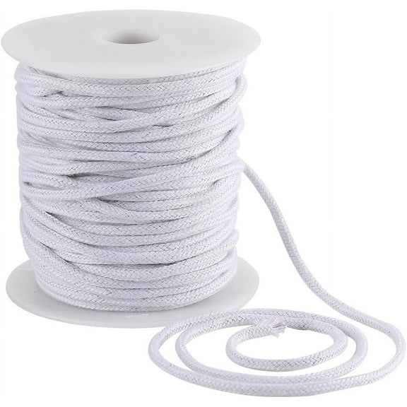 4mm 33 Yards White Cotton Rope Soft Drawstring Replacement Ropes Macrame Cotton Welt Trim Round Cotton Thread Multipurpose Piping Cord for Bags DIY Crafts Projects Crochet Hanging