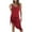 Wine, variant on IROINNID Sundress For Women Drawstring Irregular Suspender Dress Suspender V-neck Dress Short Solid Color Dress