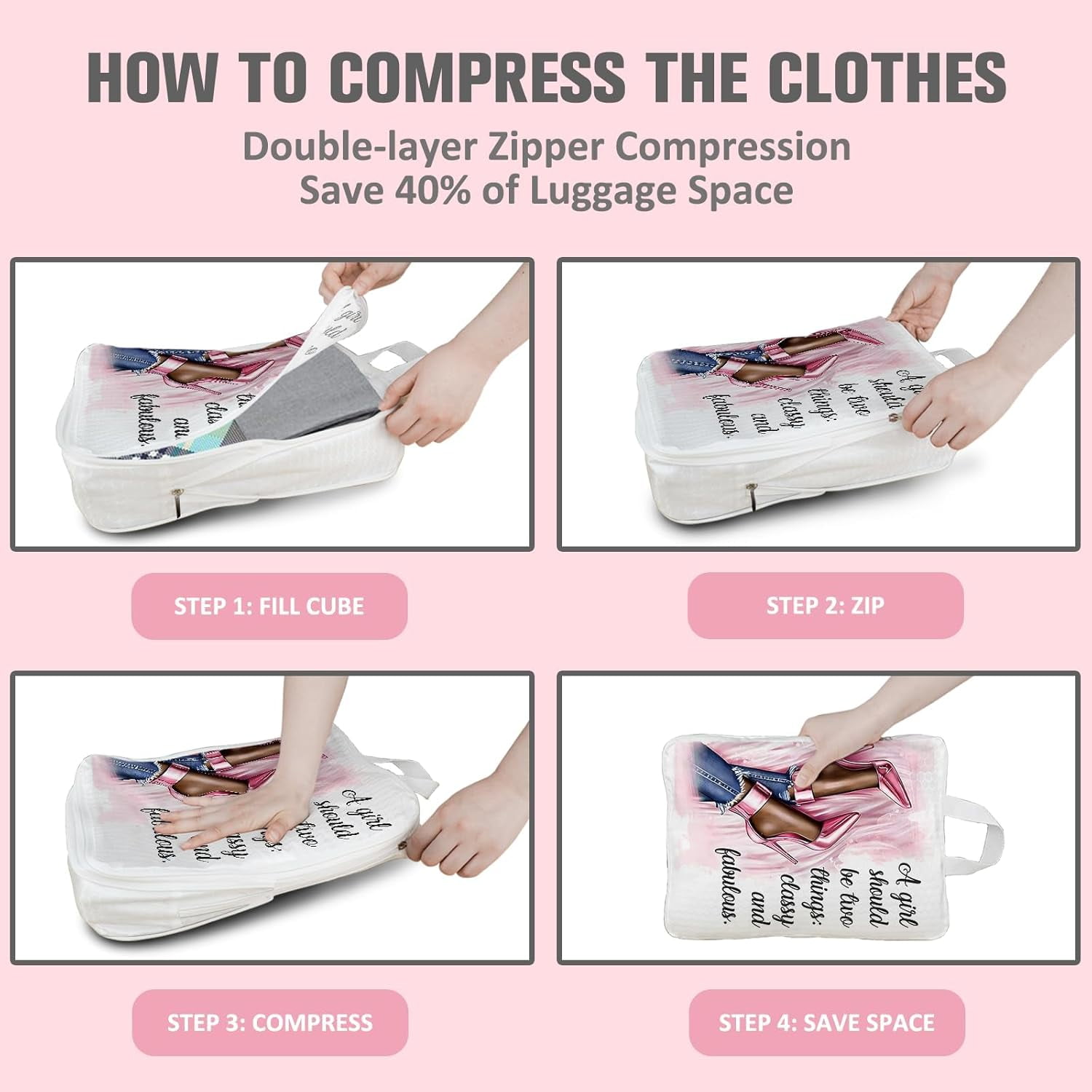6 Set Compression Packing Cubes Compressed Storage Bags for Carry on Suitcases Packaging Luggage Bags Organizers for Travel