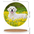 thumbnail image 3 of GZHJMY 2Pcs Round Beautiful Golden Retriever Dog Lying Outdoors Ceramic Coasters with Cork-Backed for Coffee Drink, Cup Mat Absorbent Stone Coasters, 3 of 6