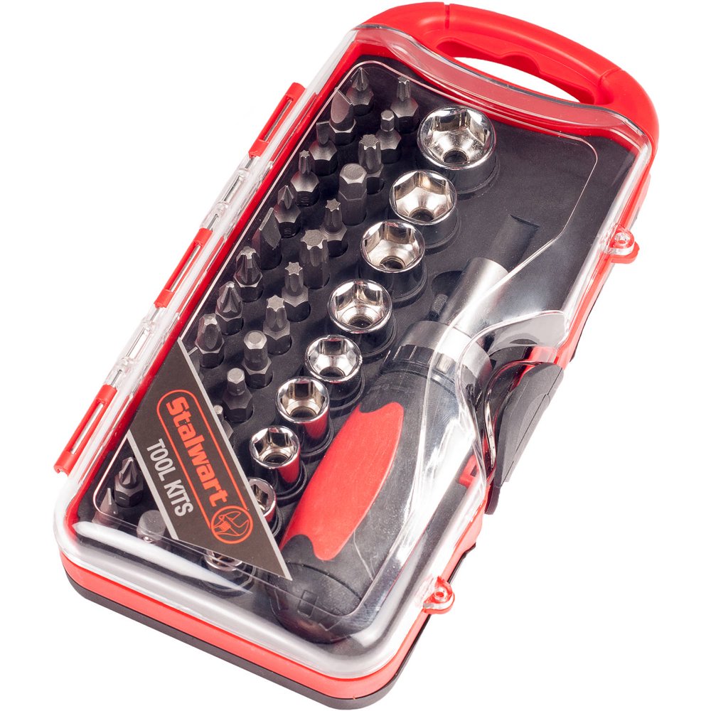 Ratcheting Screwdriver with 38 Piece Bit and Socket Set Stubby Handle