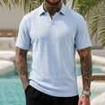 thumbnail image 2 of KIHOUT Men's Jacquard Textured Knit Polo Shirt, Retro Open Collar Short Sleeve Casual Fashion Top for Everyday Wear, 2 of 6