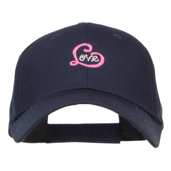 Love Heart Embroidered Cotton Cap - Navy OSFM