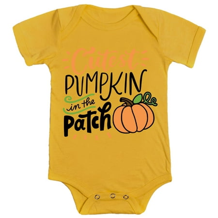 

Cutest Pumpkin in the Patch Shirts and Bodysuits for Infant Baby and Toddler Girls and Boys Mustard Bodysuit 12 Months