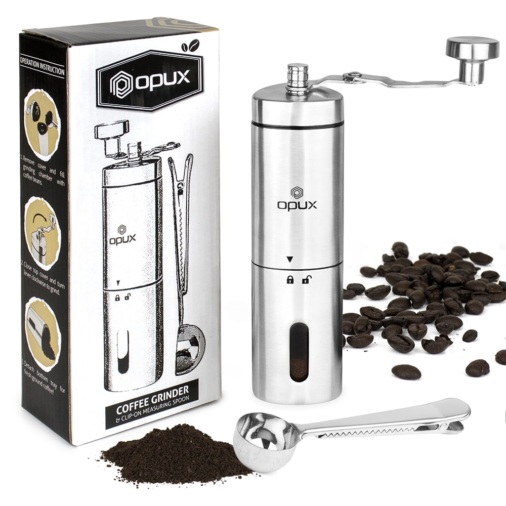 Portable Travel Manual Grinder conical burr Coffee Maker Stainless Steel Mug