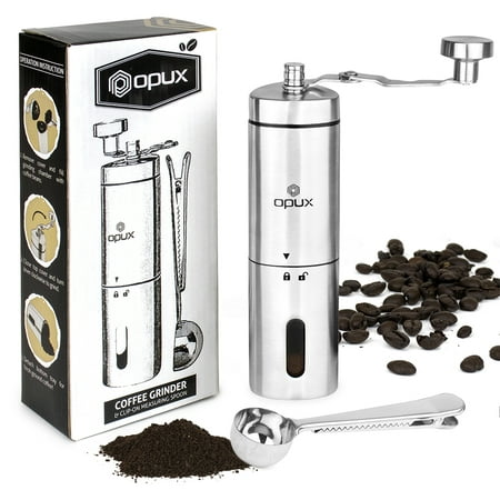Coffee Grinder Manual | Hand Grinder Coffee Mill | Portable Travel Conical Ceramic Burr Bean Grinder | Adjustable Coarseness, Hand Crank Stainless Steel Mill for Precision