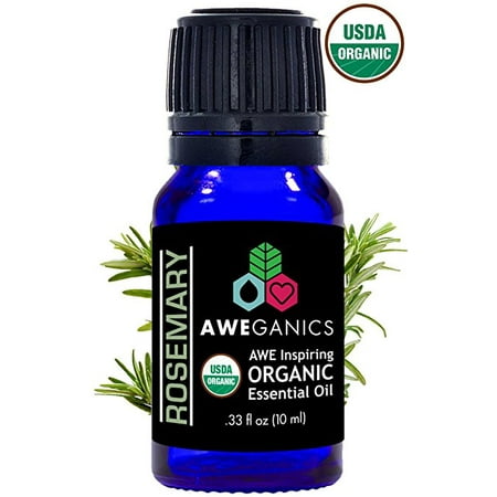 Aweganics Pure Rosemary Oil USDA Organic Essential Oils, 100% Pure Natural Premium Therapeutic Grade, Best Aromatherapy Scented-Oils for Diffuser, Home, Office, Women, Men - 10 ML - MSRP (Best Oil Diffuser Scents)