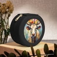 thumbnail image 6 of Yiaed Oil Painting Flower Cow Print Travel Jewelry Case Bridesmaid Gift Boxes Jewelry Travel Organizer Small Round Jewelry Box Mini Storage-Black, 6 of 7
