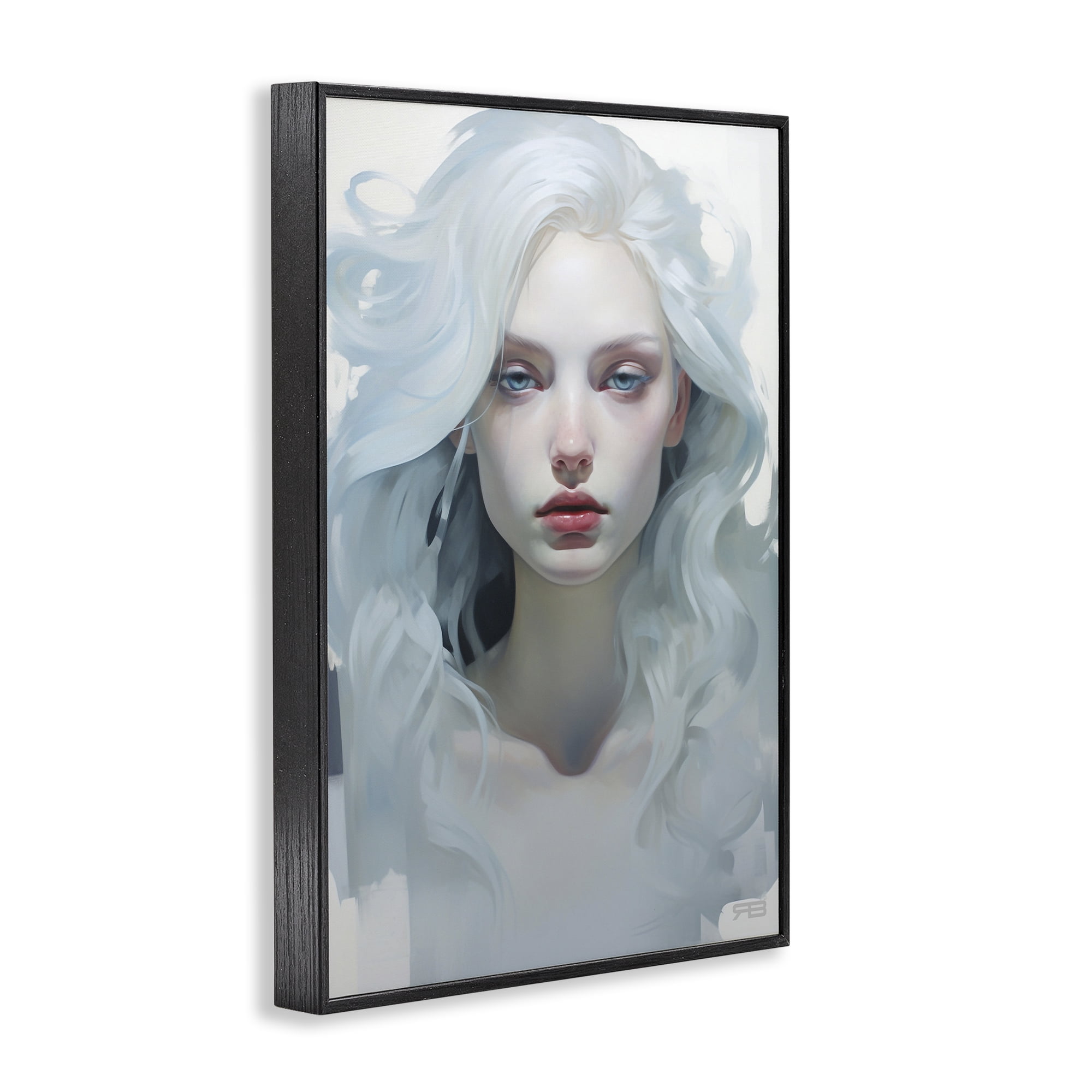 Stupell Industries Flowing Hair Visage Novelty Painting Black Framed Art Print Wall Art, 20 x 30