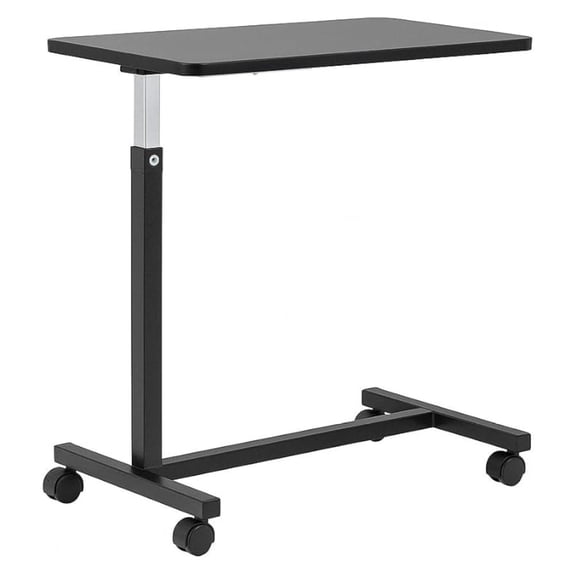 Adjustable Overbed Table on Wheels – Height Adjustable from 30” to 42” – H-Base Rolling Bedside Table for Home, Hospital & Nursing Use – Supports 50 lbs – 15” Wide Surface