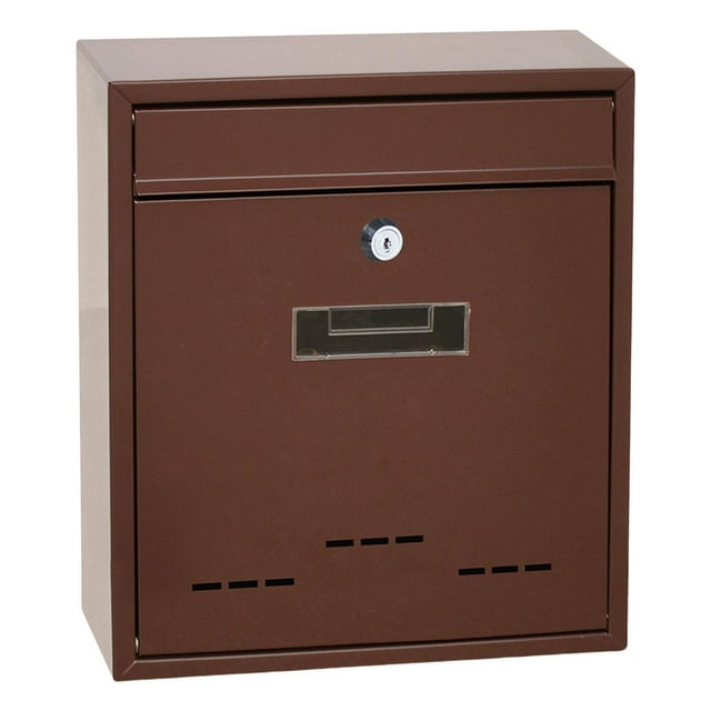 GUOOL Wall Mount Mailbox Lockable Drop Box Rainproof Mail Box for door Gate Brown