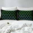 thumbnail image 3 of Erosebridal Teens Honeycomb Fitted Sheet Full, Chic Geometry Bedding Set Full Size, Futuristic Abstract Bedding Full Size, Microfiber Room Decorative, 3pcs（No Top Sheet）, 3 of 6