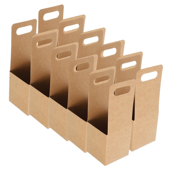 10 Pcs Cup Holder with Carrying Handle Cardboard Holders Brown