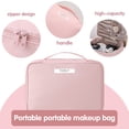 thumbnail image 2 of Cosmetic bag, double layer waterproof make-up bag, portable make-up bag, toiletry bag make-up bag set, travel bag make-up, make-up bag organizer for women and girls(Pink), 2 of 7