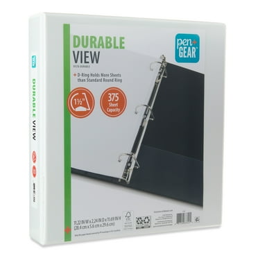 Pen+Gear Durable View 1.5" D-Ring Binder, White