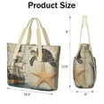 thumbnail image 3 of Tote Bag for Women - Sea Turtle Starfish Shoulder Bag - Large Utility Work Duffle Bag with Zipper Handbag for Travel, Work, Sprots, 3 of 5
