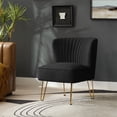 thumbnail image 2 of Velvet Armless Accent Chair Gold Metal Legs Modern Upholstered Single Sofa Living Room Adult Black, 2 of 7