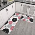 thumbnail image 2 of Geometric Flower and Dahlia White Anti Fatigue Kitchen Rugs Set Of 2, Non Slip Washable Decorative Floor Mats for Kitchen Sink Laundry, 17"x30" and 17"x47", 2 of 6