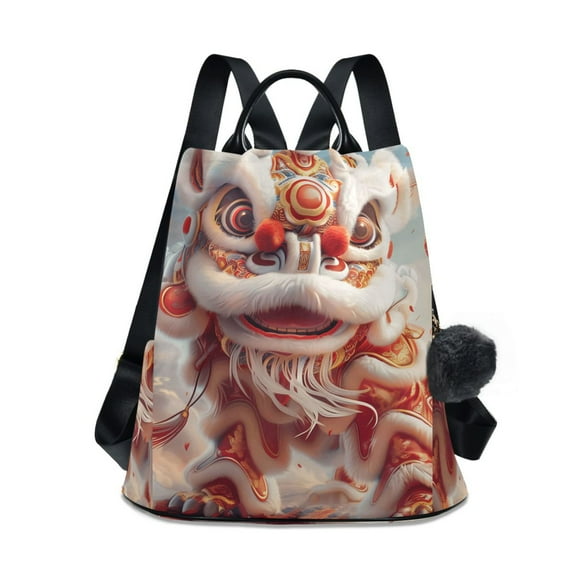 Travel Backpack for Women Large Capacity College Bags Multi-pocket Casual Daypacks 15 Inch Chinese Lion Dance