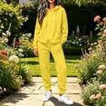 thumbnail image 2 of Jerdar Womens 2 Piece Lounge Set Hoodie Jogger Pants Oversized Solid Color Drawstring Pocket Elastic Waistband Casual Fall Winter Travel Outfits S, 2 of 8