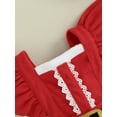 thumbnail image 5 of Liacowi Toddler Girls Christmas Dress Red Ruffle Sleeve Belt Front A-line Dress with Headband Baby Christmas Santa Cosplay Party Outfit 6M-4T, 5 of 8
