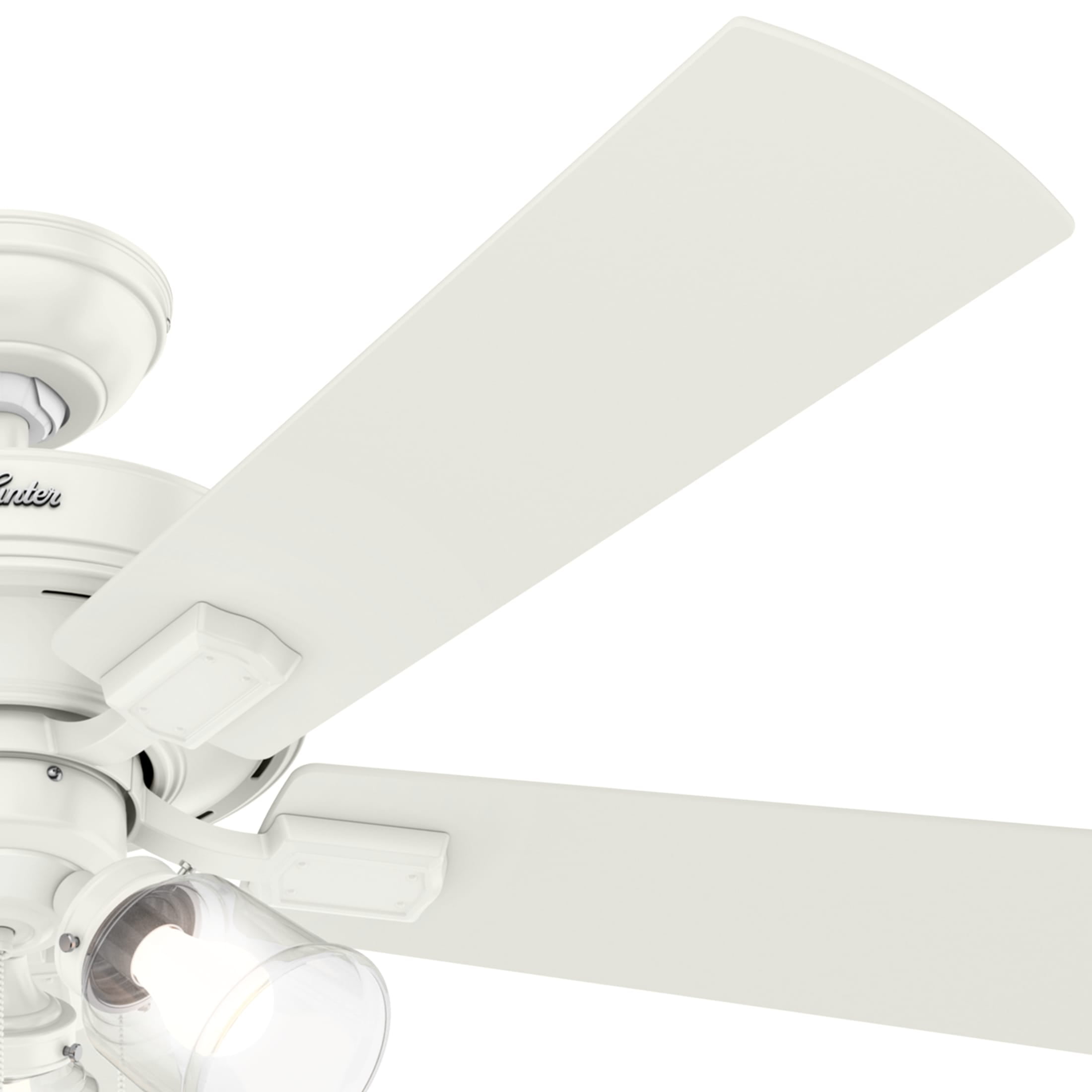 Hunter 52 inch Indoor Ceiling Fan with LED Lights and Pull Chain - White Ceiling Fan, 5 Blades, Standard Mount, For Bedroom, Living Room, or Kitchen, 3 inch Downrod - Crestfield 54204, Fresh White