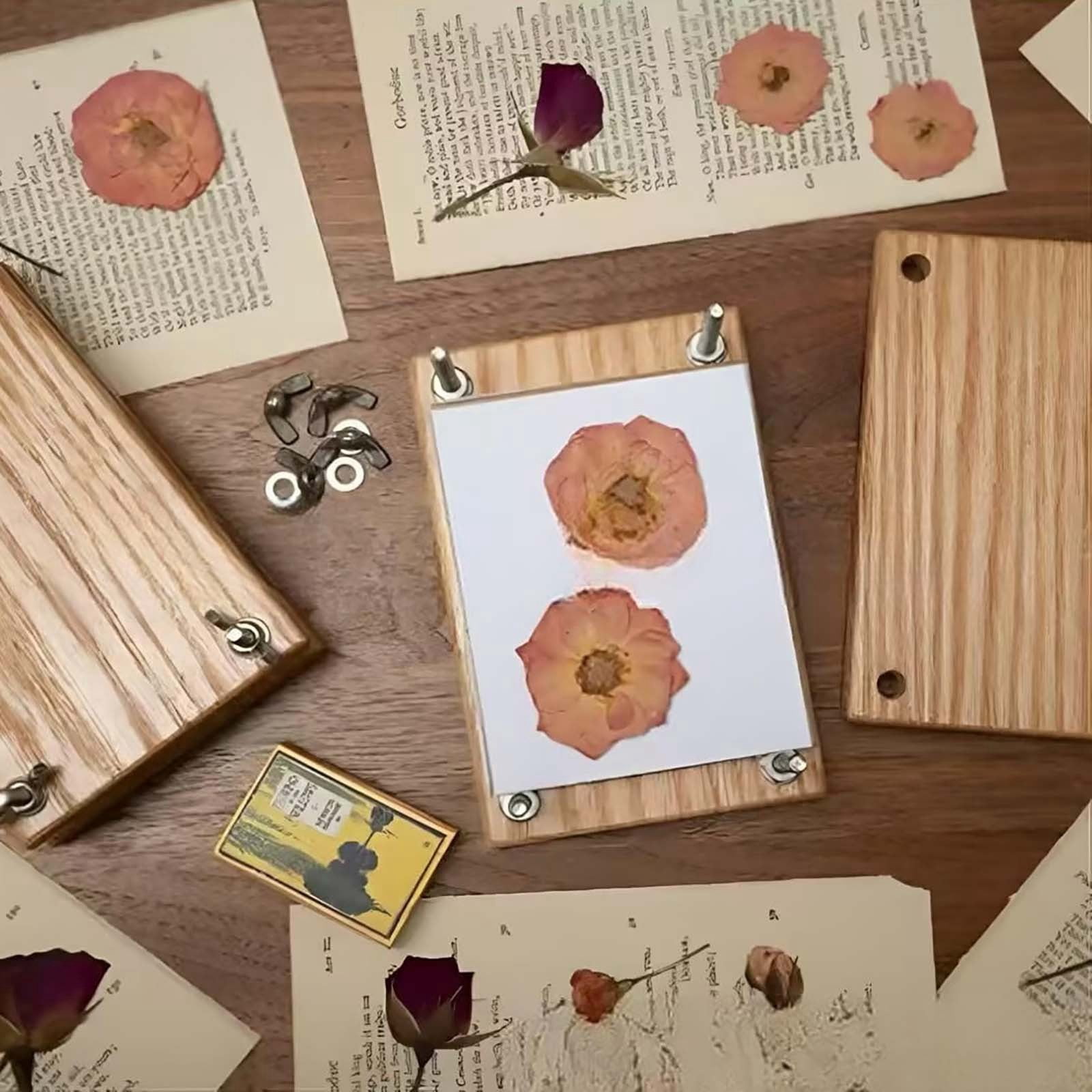 Hardwood Flower Kit DIY Pressed Flower Kit For Crafts And Home Ideal For Nature & Craft Lovers Crafts for Girls Ages 8-12 Arts And Crafts for Kids Ages 8-12 Craft Organizers And Storage Easter Crafts