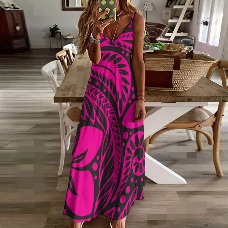 chinese dress ladies New Zealand Maori Fern Flag Summer Dresses for Women Long V-Neck Beach Maxi  Dresses 2XL : Amazon.co.uk: Fashion