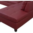 thumbnail image 6 of PonLiving Furniture Red Faux Leather 3 Piece Sectional Sofa Couch Set, L-Shaped Modern Sofa with Chaise Storage Ottoman for Living Room Furniture, Right Hand Facing, 6 of 6