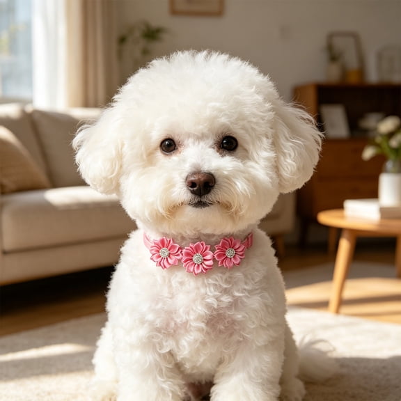 Rhinestone Pet Bow Collar for Dogs and Cats, Adjustable Crystal Flower Necklace Style Pet Accessory for Weddings, Parties, Holidays and Photoshoot Wear, Cute Bling Pet Jewelry for Small Pets