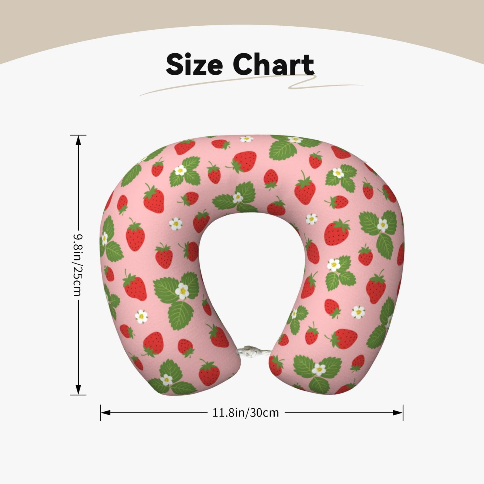 Xecao Strawberries Print Memory Foam Cervical Neck Pillow Versatile U-Shaped Pillows for Home,Office,Camping,Travelling,Soft Washable Cover