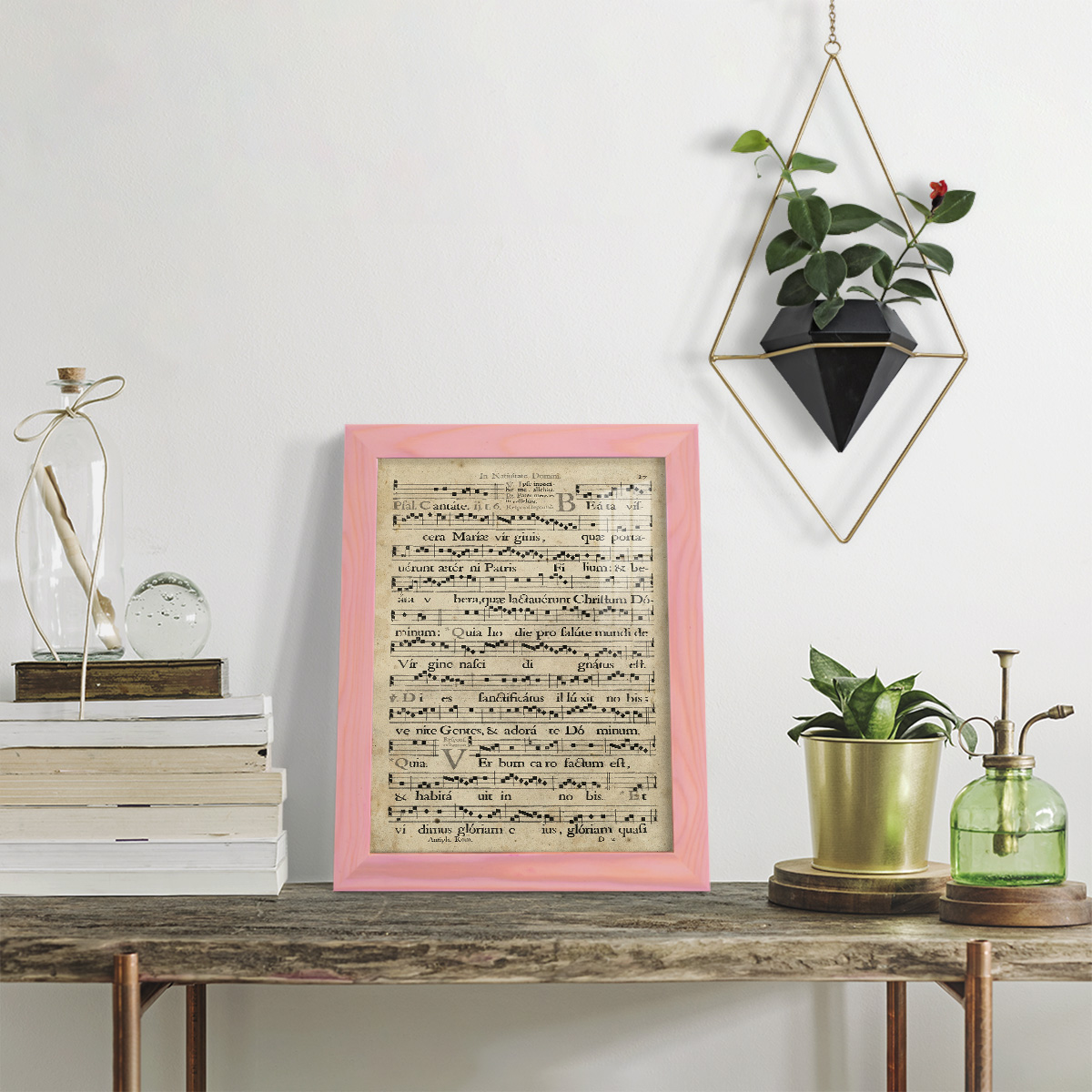 Vellum Songbook IV -Framed Print w/glass-Sunset Pink