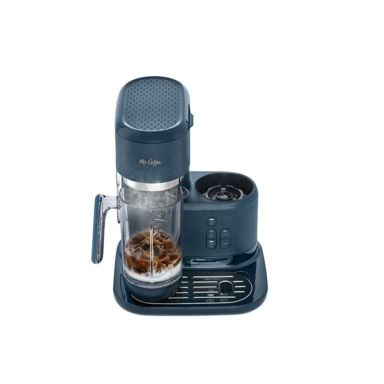 Mr. Coffee Single Serve Frappe, Iced, and Hot Coffee Maker and Blender, Single  Serve Iced Coffee Maker with Reusable Tumblers and Coffee Filter, Navy Blue  