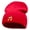 Red, variant on Beamed 16th Note Embroidered Short Beanie - Red OSFM
