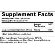Olympian Labs Magnesium Citrate Vegetarian Capsules, 400 mg, 300 count