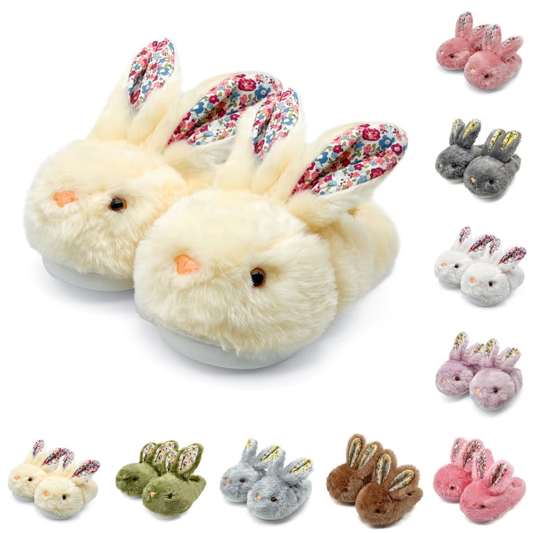 Krdevn Womens Bunny Cute Animal Slippers Soft Plush Build Cuddly ...