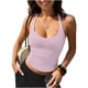 thumbnail image 1 of TaTaai Women's Casual Backless Tank Top Halter Neck Spaghetti Strap Crew Neck Solid Color Vest Soft Lightweight Spring Summer Daily Beach Wear Gift, 1 of 9