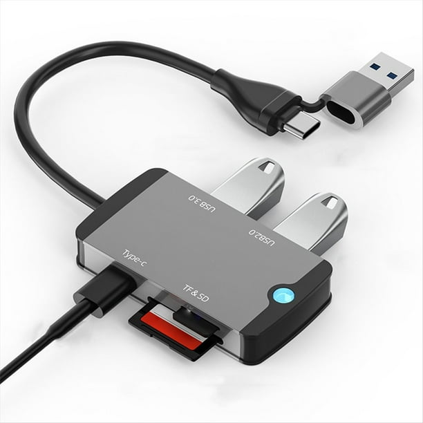Hub USB C EstacióN de Acoplamiento Multifuncional Conecta y Reproduce EstacióN de Acoplamiento Tipo C Hub USB3.0 Lector de Tarjetas TF/SD Plata